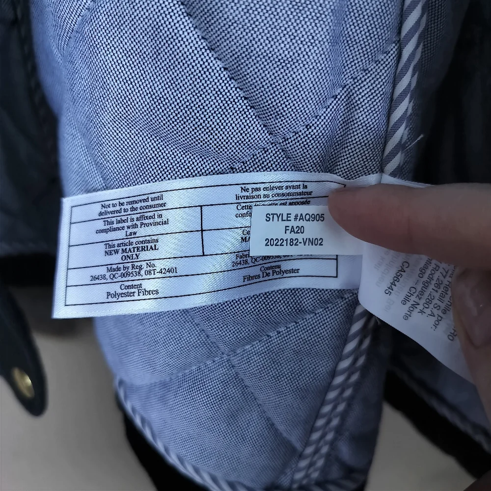 JCrew Black Quilted Barn Jacket Chore Coat Gold Hardware and Corduroy Collar - Picture 8 of 9